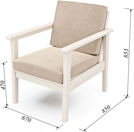 Кресло Arsko Лориан беленый дуб велюр молочный