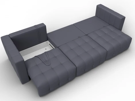 Диван прямой Лига-052 НПБ Лонг (ЛДСП,Брус,Фанера/Пластик/Экокожа/Серый) Лига Диванов 129909