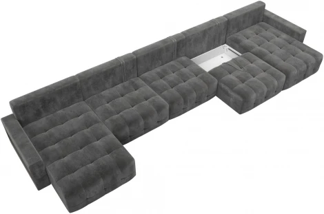 Диван п-образный с полками Лига-053 НПБ МегаЛонг Лига Диванов (Велюр) арт.129017