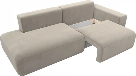 Диван прямой Лига-036 НПБ Модерн подлокотник справа (Бежевый/Микровельвет) Лига Диванов арт.121330