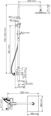 Душевая стойка Wasserkraft Wiese A18401