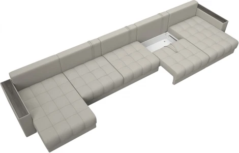 Диван П-образный с декором Лига-049 НПБ Мегалонг Лига Диванов (Рогожка) арт.128518