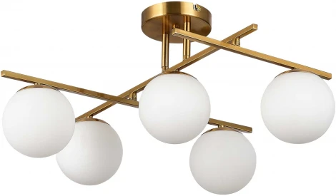 Потолочная люстра на штанге Evoluce SLE1195 SLE1195-302-05 Латунь/Белый E14 5*40W