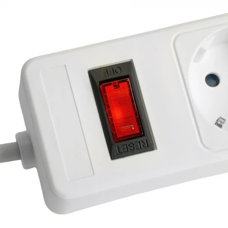 Сетевой фильтр 4-х местный с заземлением 5 метров (белый) Stekker Optima 50091