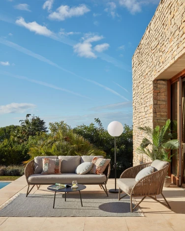 Диван уличный La Forma (ex Julia Grup) Branzie (Серый,Коричневый/ Сталь,Металл,Веревка,Пена)