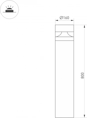 Наземный светильник LGD-GUIDE-BOLL-H800-20W Warm3500-MIX (GR, 280 deg, 230V) (Arlight, IP65 Металл) 045528 (LED)