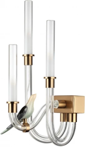 Бра Odeon Light Lark 5431/6WL золотой(под латунь)/белый градиент/беж./зеленый/ металл/стекло/керамика LED 6W 4000K (220V, птички)