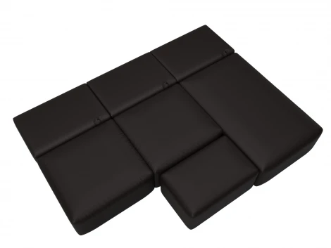 Диван угловой модульный с пуфом Лига-060 НПБ Лонг угол универсальный (ЛДСП,Брус,Фанера/Пластик/Экокожа/Коричневый) Лига Диванов 130069