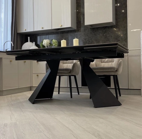 Стол ОРИГАМИ 240 цвет АЙВОРИ (AURA IVORY), керамика / Черный каркас M-City 64721