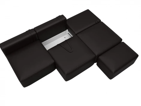 Диван прямой модульный с пуфом Лига-060 НПБ Лонг (ЛДСП,Брус,Фанера/Пластик/Экокожа/Коричневый) Лига Диванов 130057