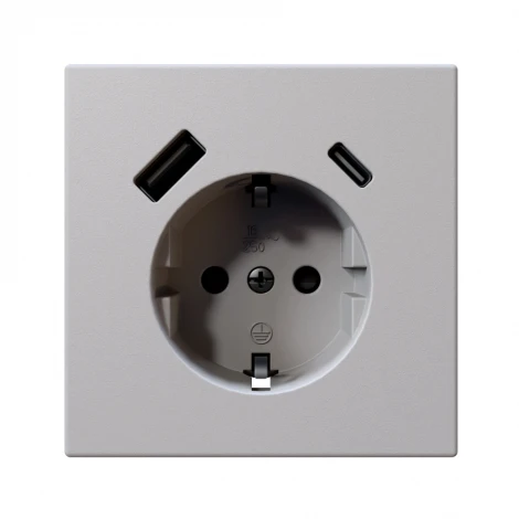 Розетка со шторками с USB Type A+С (белый матовый) Jasmart FD FD5501USB-25PWM