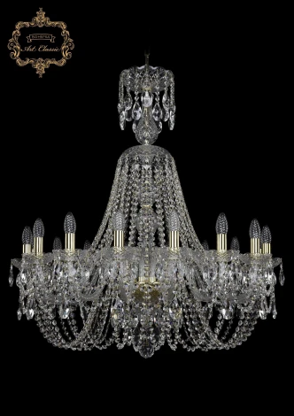 Подвесная большая люстра Art Classic 11.11 11.11.16.300.XL-95.Gd.Sp (220V, хрусталь, на цепи, подсвечник, свеча)