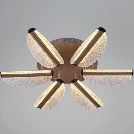 Потолочная люстра светодиодная на штанге с пультом и ночным режимом Reluce 00490-0.3-06S champagne silver (Умный дом) (220V)