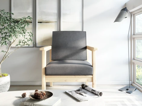 Кресло Arsko Лориан сосна велюр серый