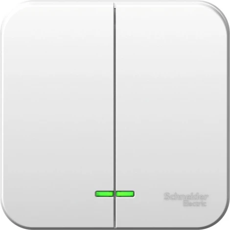 Выключатель накладной двухклавишный с подсветкой (белый) Systeme Electric Blanca BLNVA105121