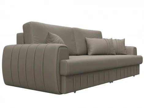 Диван прямой Лига-057 НПБ (ЛДСП,Брус,Фанера/Пластик/Экокожа/Бежевый) Лига Диванов 130024