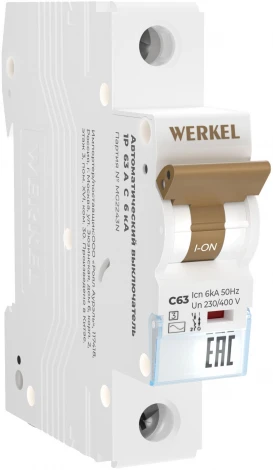 Автоматический выключатель 1P 63 A C 6 кА Werkel W901P636 (a062540)