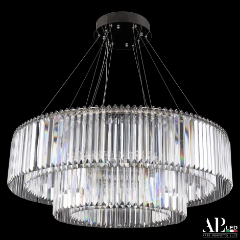 Подвесная люстра светодиодная APL LED Sicilia SH09.93.2D.A.Ni.4000 (220V, хрусталь, на тросе, круглые)