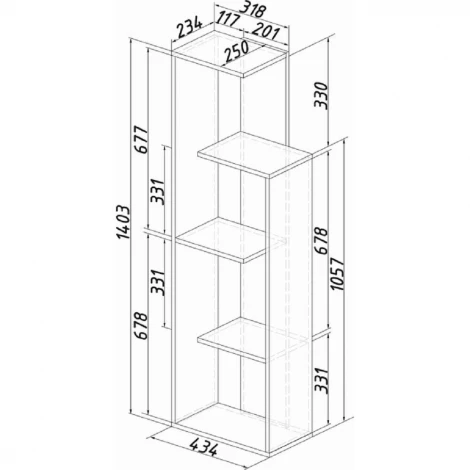 Стеллаж БТС Бейсик 1, крафт/белый