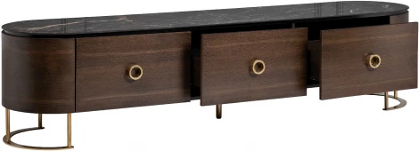 Тумба под телевизор Garda Decor 40AD-00099 (Золото/Коричневый,Черный мрамор)