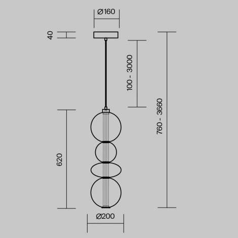Подвесной светильник Maytoni Futuro MOD307PL-L36B3K (LED, 220V, на проводе, шарики)