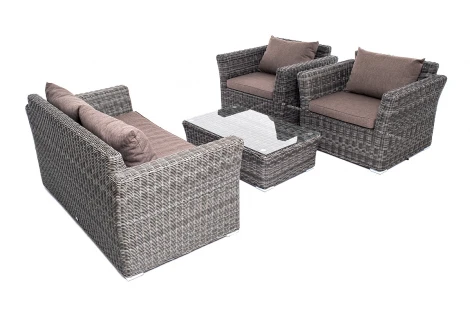 Лаунж-зона из искусственного ротанга, цвет графит 4SIS Капучино Сингл KSS2C2T-4-SET graphite