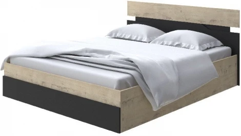 Без бренда Кровать Milton с подъемным механизмом (ЛДСП Бунратти/Черный) 160x190