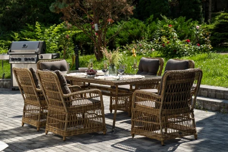 "Цесена" обеденная группа плетеная из искусственного ротанга, цвет соломенный 4SIS арт.УТ-00008187