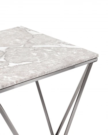 Журнальный столик Stool Group Авалон 61*61 серый мрамор сталь темный хром УТ000036334