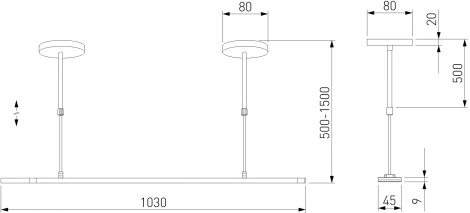 Штанга для однофазного шинопровода Elektrostandard 85136/00 500-1000мм (черный)