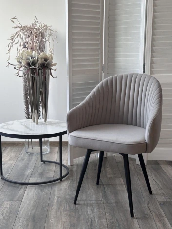 Стул ШЕЛЛ 360 град. поворот. цвет B22 Серый, велюр / черный каркас M-City 64760