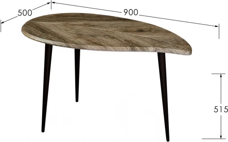 Стол журнальный BeautyStyle 28 дуб крымский состаренный/черный Mebelik арт.009008