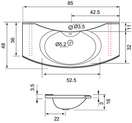 Раковина Цвет и Стиль Техно 85 с полотенцедержателем
