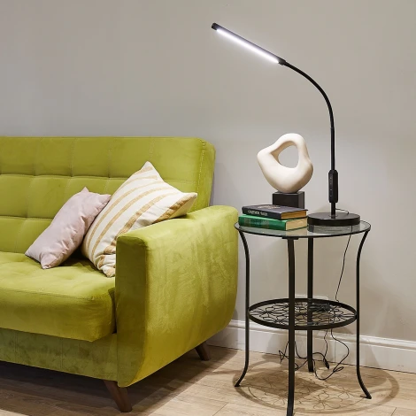 Торшер светодиодный, 10W, с регулировкой наклона, сенсорный выключатель, диммер, черный Uniel ULM-T619 10W/3000-6500K/DIM BLACK