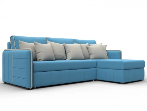 Диван угловой Лига-078 угол универсальный (ДСП/Пластик/Рогожка/Голубой,Бежевый) Лига Диванов 130978