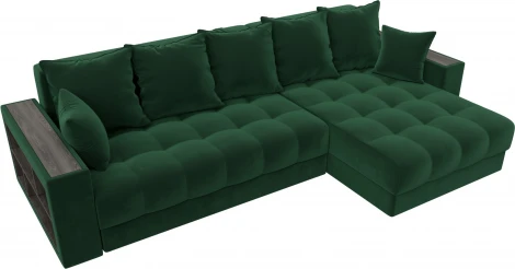 Диван угловой с декором и полкой Лига-050 НПБ Лига Диванов (Велюр) арт.128593