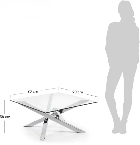 Журнальный стол La Forma (ex Julia Grup) Kamido (Серебряный,Хром,Прозрачный/ Металл,Сталь,Стекло)