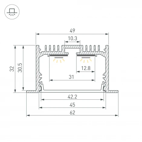 Профиль SL-LINIA62-F-2000 BLACK (BY) (Arlight, Алюминий) 062590