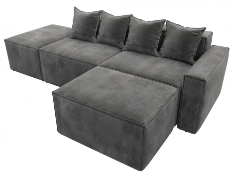 Диван угловой модульный Лига-063 угол правый (ДСП/Пластик/Велюр/Серый) Лига Диванов 129795