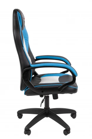 Кресло Chairman game 16 Россия экокожа черный/голубой/белый 7213484