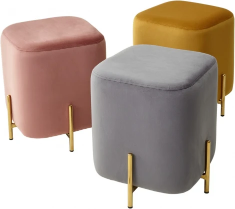 Пуф для гостиной ARES BLUVEL-14 GREY / GOLD М-City