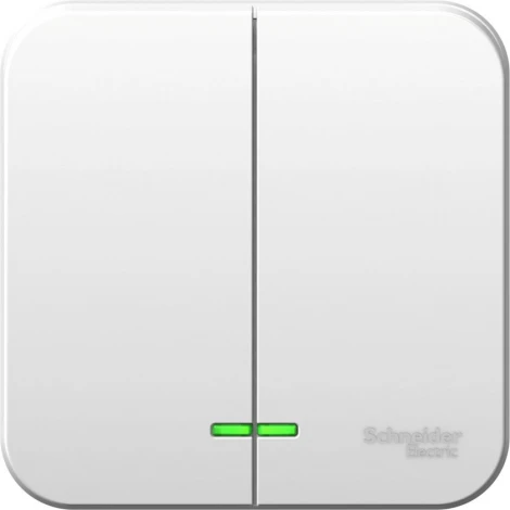 Выключатель накладной двухклавишный с подсветкой (белый) Systeme Electric Blanca BLNVA065101