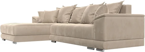 Диван угловой НордСтар левый угол (Бежевый/Велюр) Лига Диванов арт.121105L