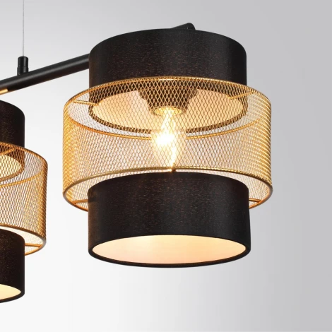 Подвесной светильник Lumion Animaisa 8003/3A черный/черный, золотой металл/металл, текстиль Е27 3*60W 220V (на проводе)
