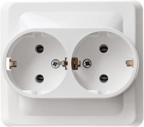 Розетка встраиваемая двойная с заземлением (белый) Systeme Electric Этюд PC16-007B