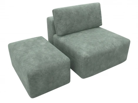 Модули диван и пуф Лига-060 НПБ (ЛДСП,Брус,Фанера,Велюр/Зеленый) Лига Диванов 129604