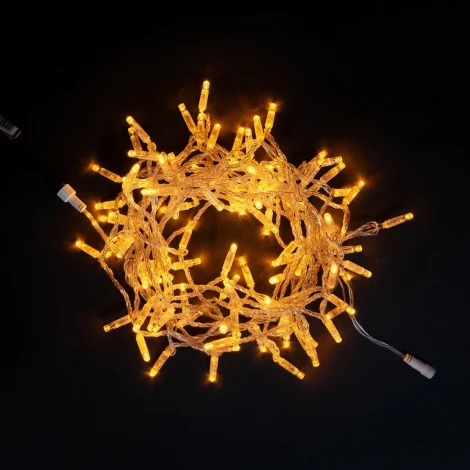 Гирлянда Нить с Колпачком 10м Желтая 24В, 100 LED, Провод Прозрачный ПВХ, IP65