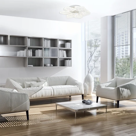 Потолочная люстра светодиодная Escada Agata 10264/6LED 88Вт, изменение цветовой температуры с помощью выключателя, металл/акрил, белый (220V, пульт управления, круглые)