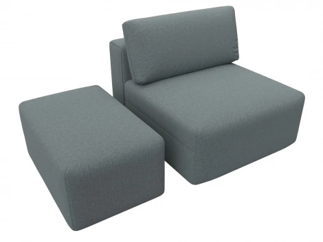 Модули диван и пуф Лига-060 НПБ (ЛДСП,Брус,Фанера,Рогожка/Серый) Лига Диванов 129740