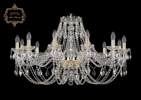 Подвесная люстра Art Classic 11.21 11.21.12.360.Gd.Sp (220V, хрусталь, на цепи, подсвечник, свеча)